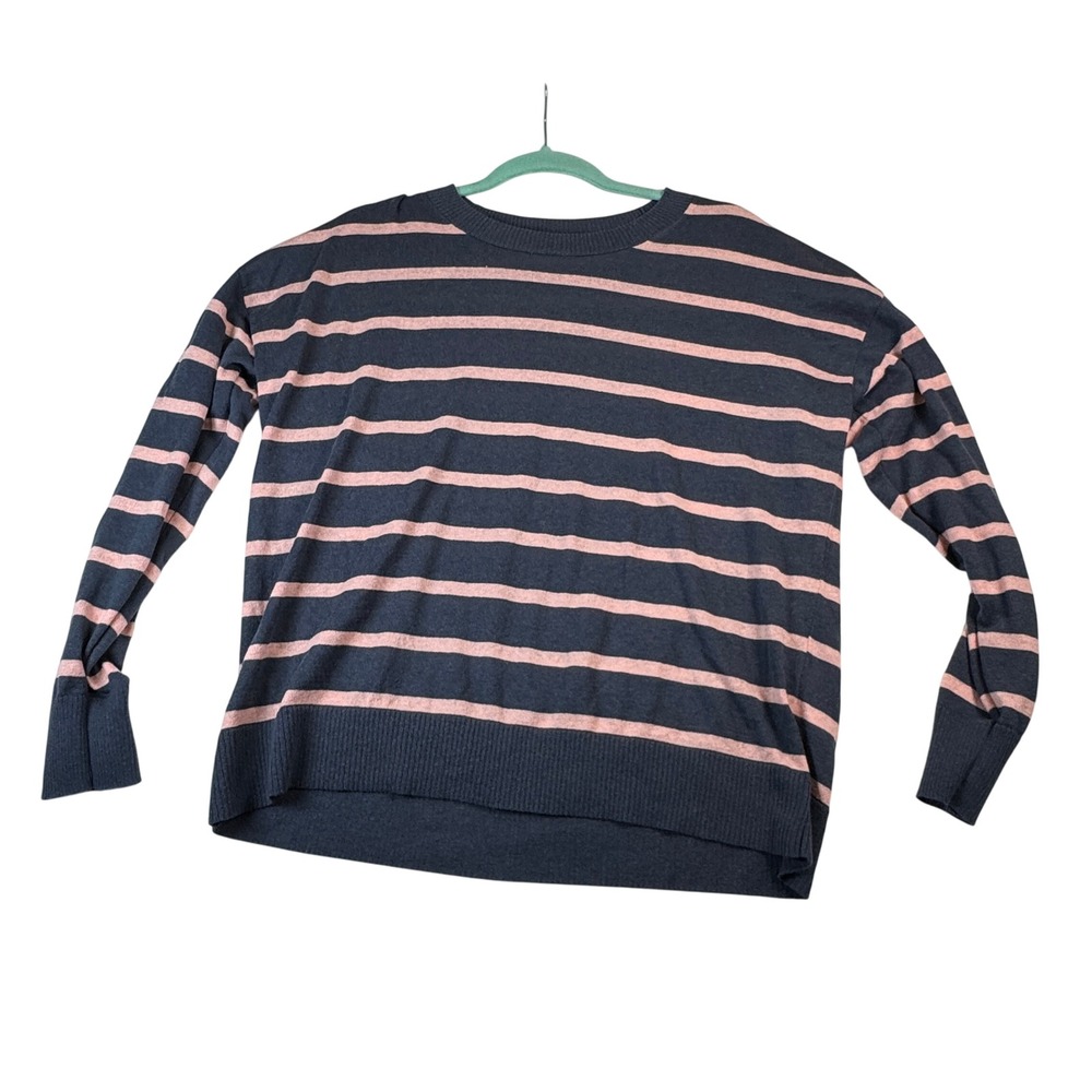GAP Womens Size L Blue &‎ Pink Striped Long Sleeve Knit Pullover Top Lightweight